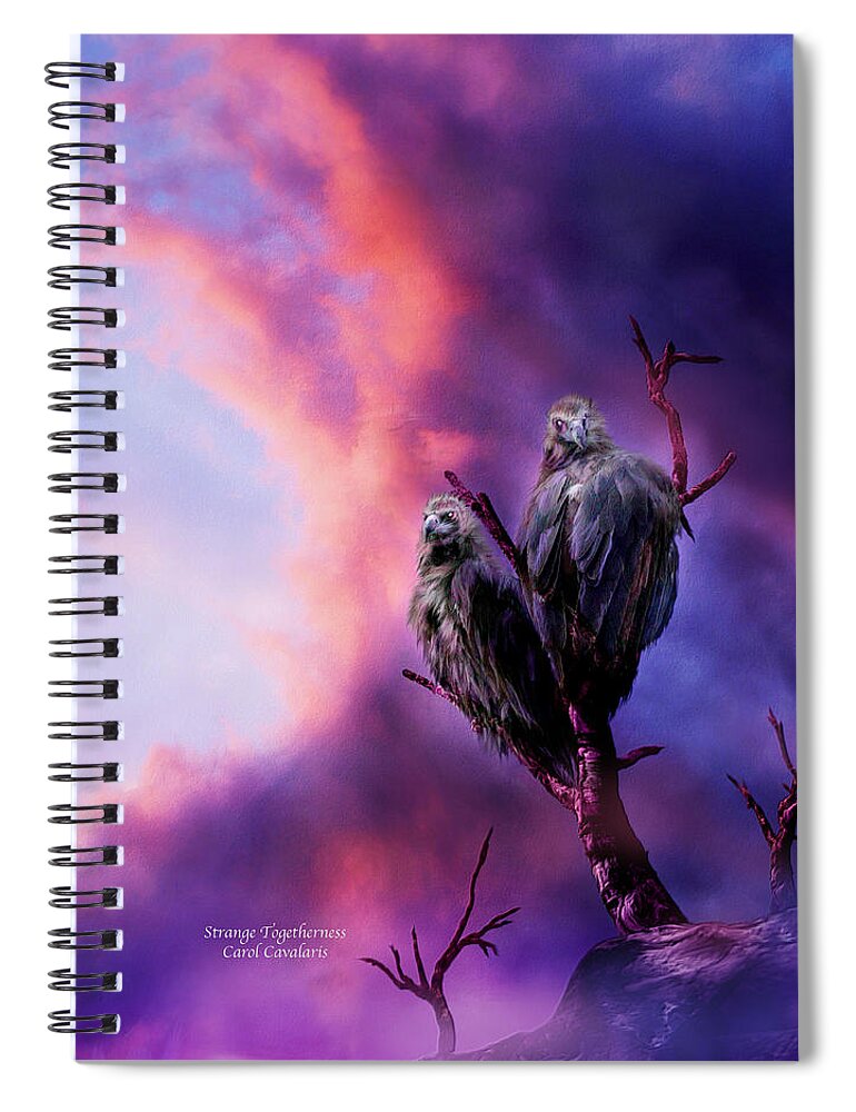 Vulture Spiral Notebook featuring the mixed media Strange Togetherness by Carol Cavalaris
