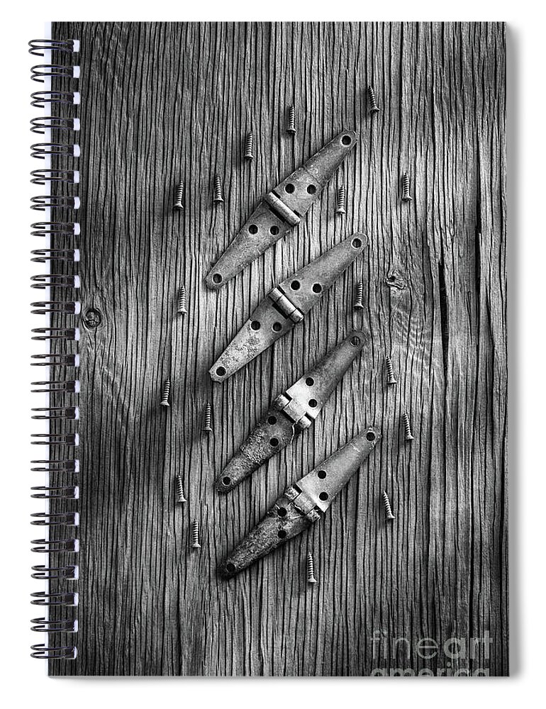 Art Spiral Notebook featuring the photograph Strap Hinges and Screw Again by YoPedro