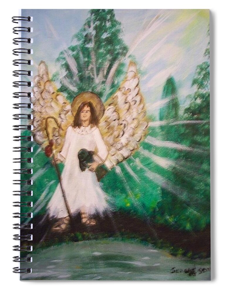 St. Raphael The Archangel Spiral Notebook featuring the painting St. Raphael The Archangel by Seaux-N-Seau Soileau