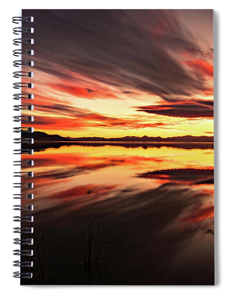 Utah Lake Spiral Notebook featuring the photograph Streaks of Utah Lake by Wesley Aston