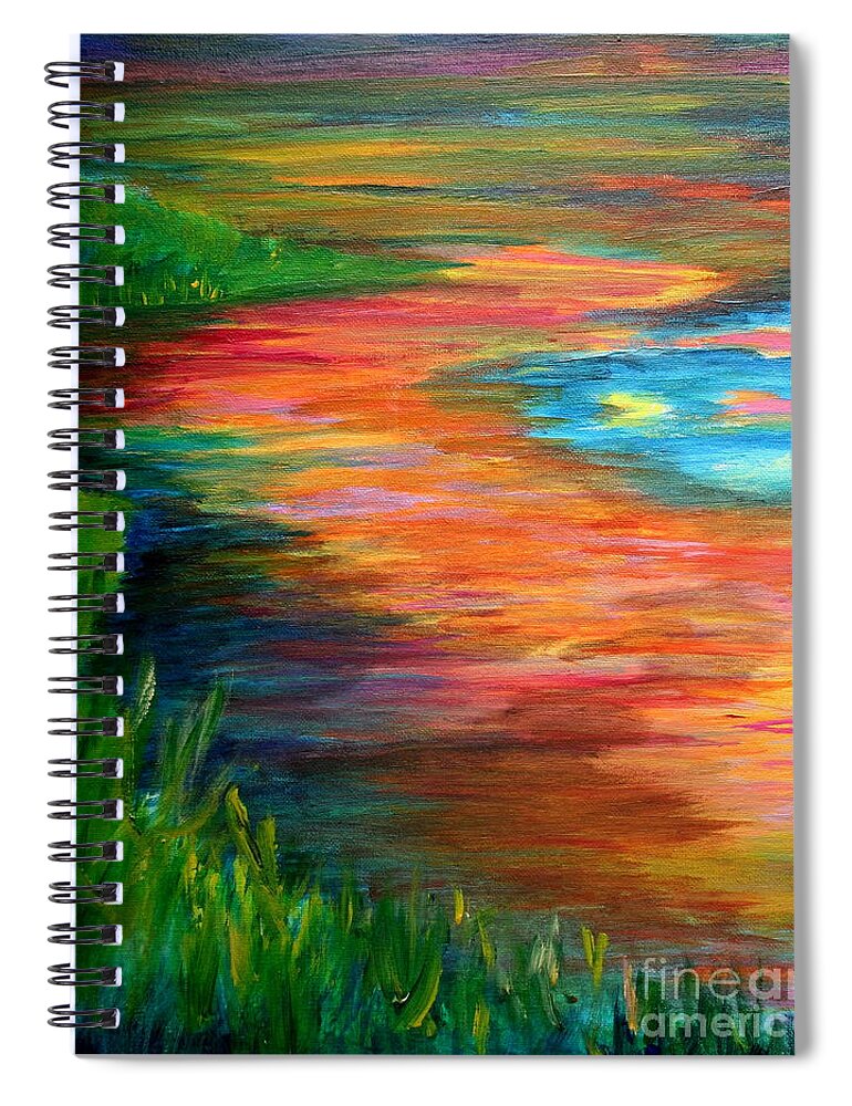 Landscape Spiral Notebook featuring the painting Stream of Color by Julie Lueders 