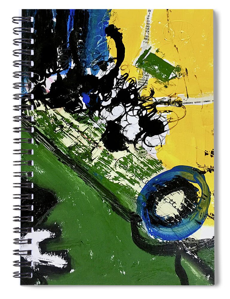 Abstract Spiral Notebook featuring the painting Street Brawl Gawkers by Carole Johnson