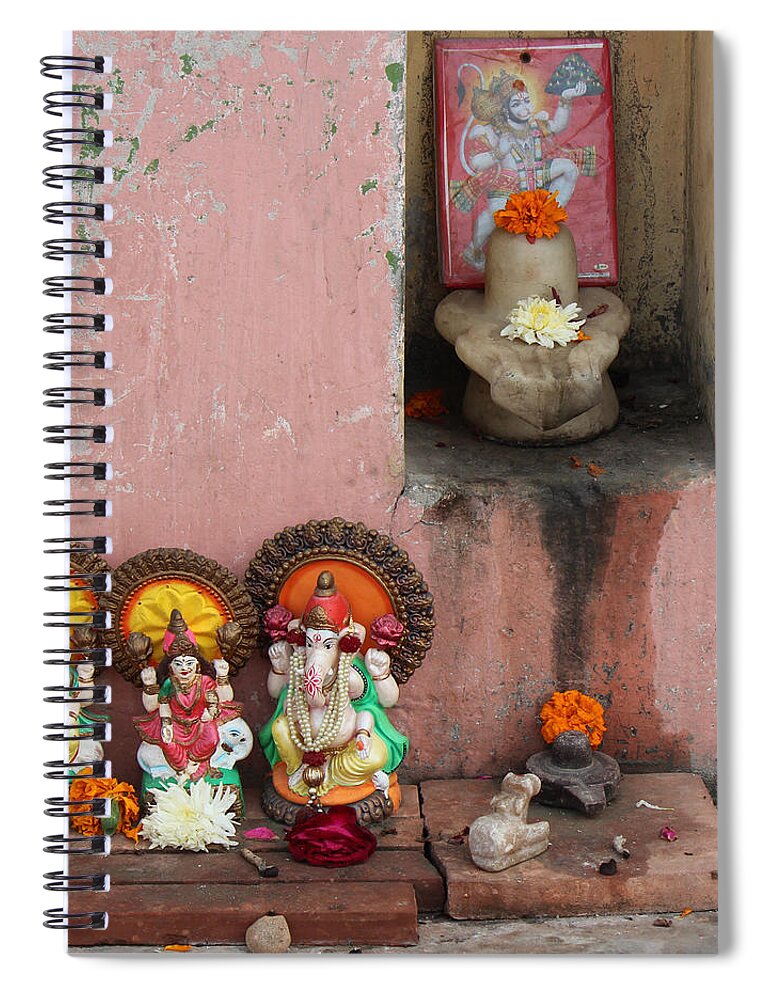 Temple Spiral Notebook featuring the photograph Street Temple, Haridwar by Jennifer Mazzucco