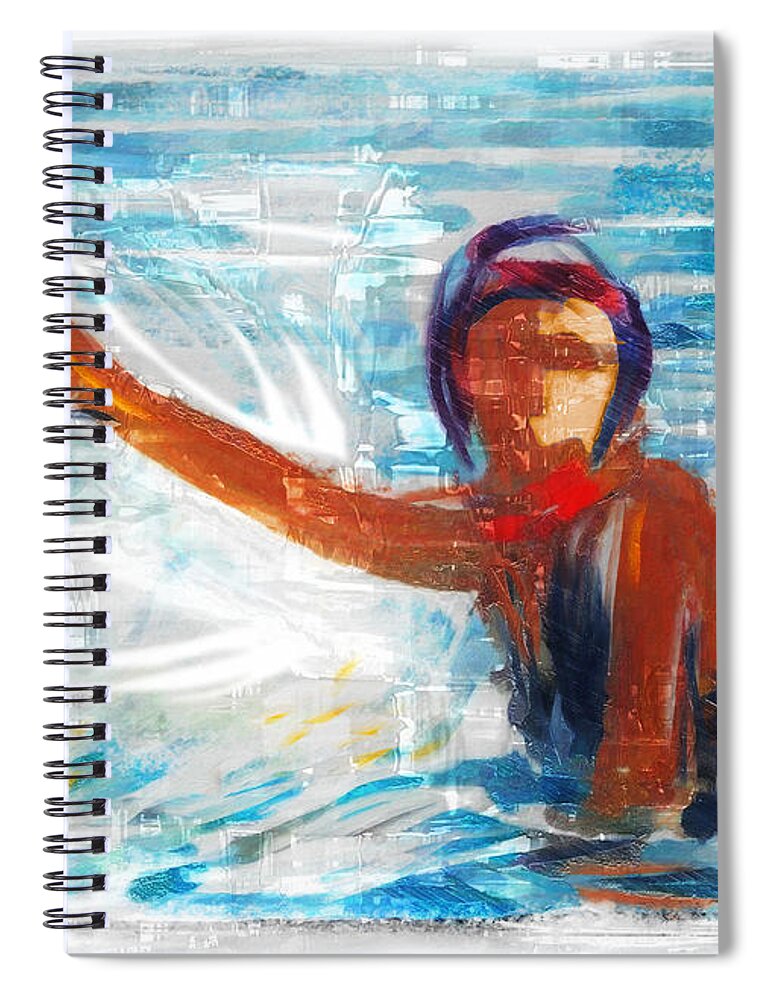 Water Polo Spiral Notebook featuring the mixed media Striking Distance by Russell Pierce
