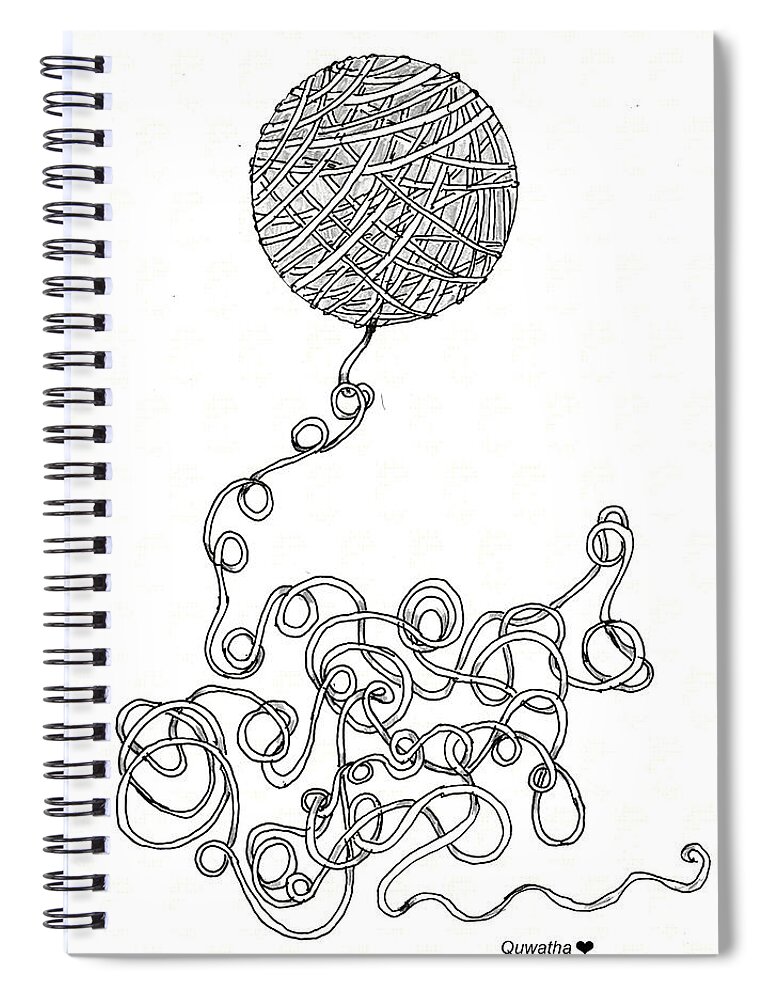 Energy Spiral Notebook featuring the drawing String Energy 2 by Quwatha Valentine