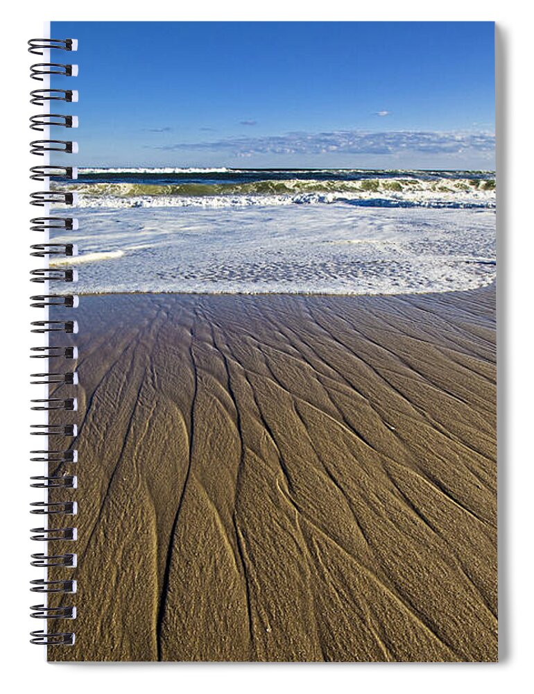 Striped Spiral Notebook featuring the photograph Striped Shore Break by Robert Seifert