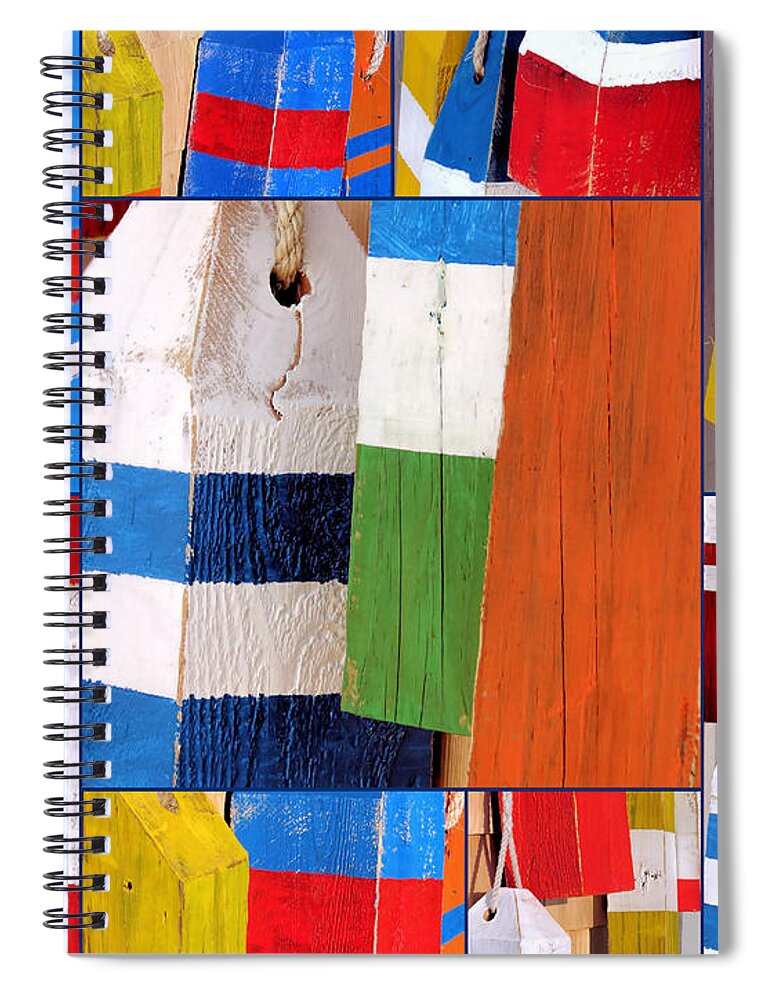 Buoys Spiral Notebook featuring the photograph Stripes and Solid Buoys by Janice Drew