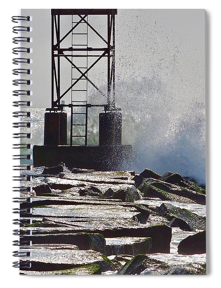 Waves Spiral Notebook featuring the photograph Strong Break by Shawn M Greener