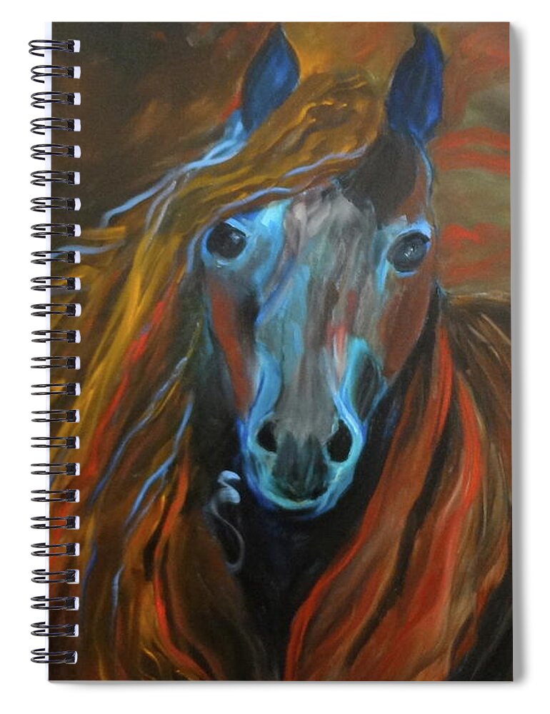 Horse Spiral Notebook featuring the painting Strong Steed by Jenny Lee