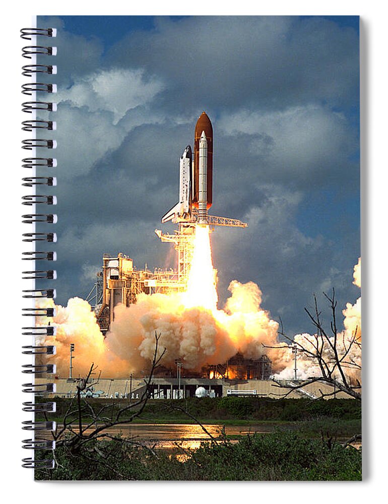 Science Spiral Notebook featuring the photograph Sts-26, Space Shuttle Discovery Launch by Science Source