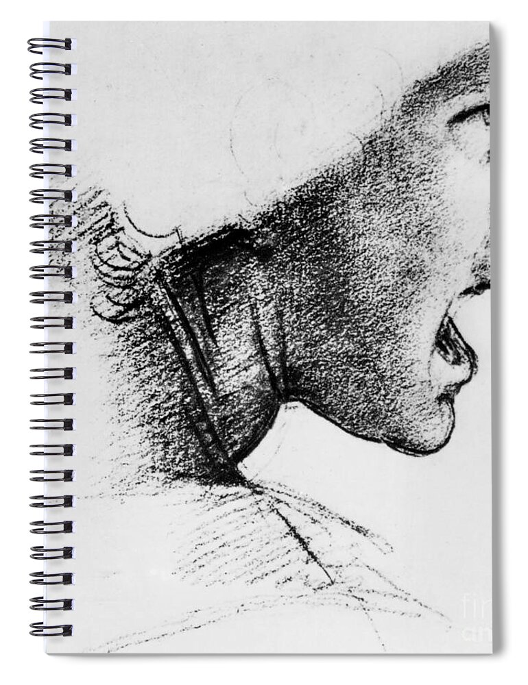 Male Spiral Notebook featuring the drawing Study for the head of a soldier in The Battle of Anghiari by Leonardo Da Vinci