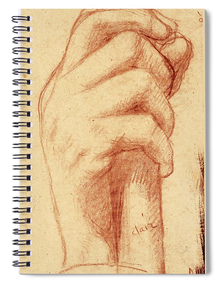 Jean-auguste-dominique Ingres Spiral Notebook featuring the drawing Study for the right hand of Jupiter by Jean-Auguste-Dominique Ingres