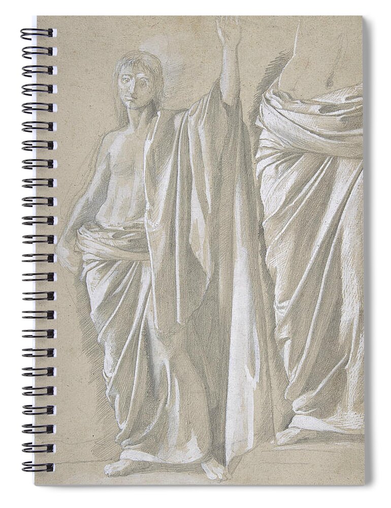 19th Century Art Spiral Notebook featuring the drawing Study of a Draped Figure by Edgar Degas