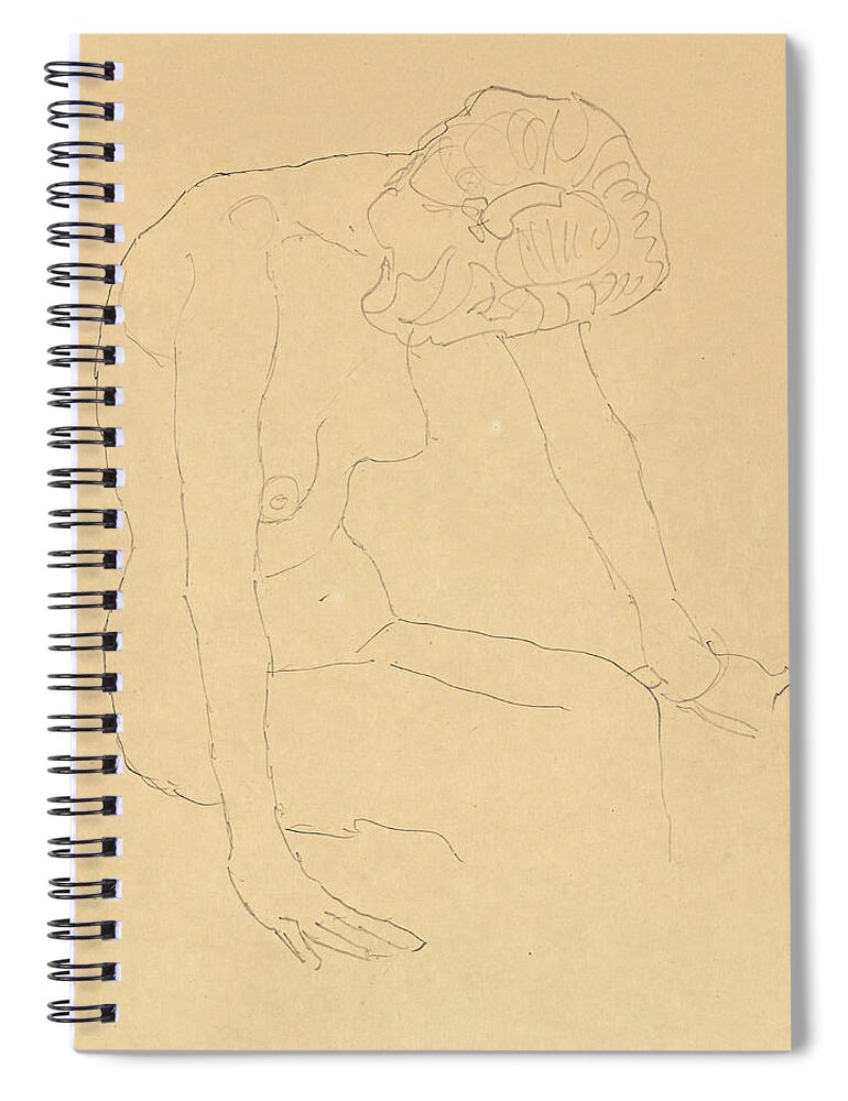 Klimt Spiral Notebook featuring the drawing Study of a Female Nude by Gustav Klimt
