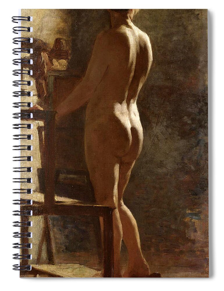 Giacomo Favretto Spiral Notebook featuring the painting Study of Female Nude by Giacomo Favretto
