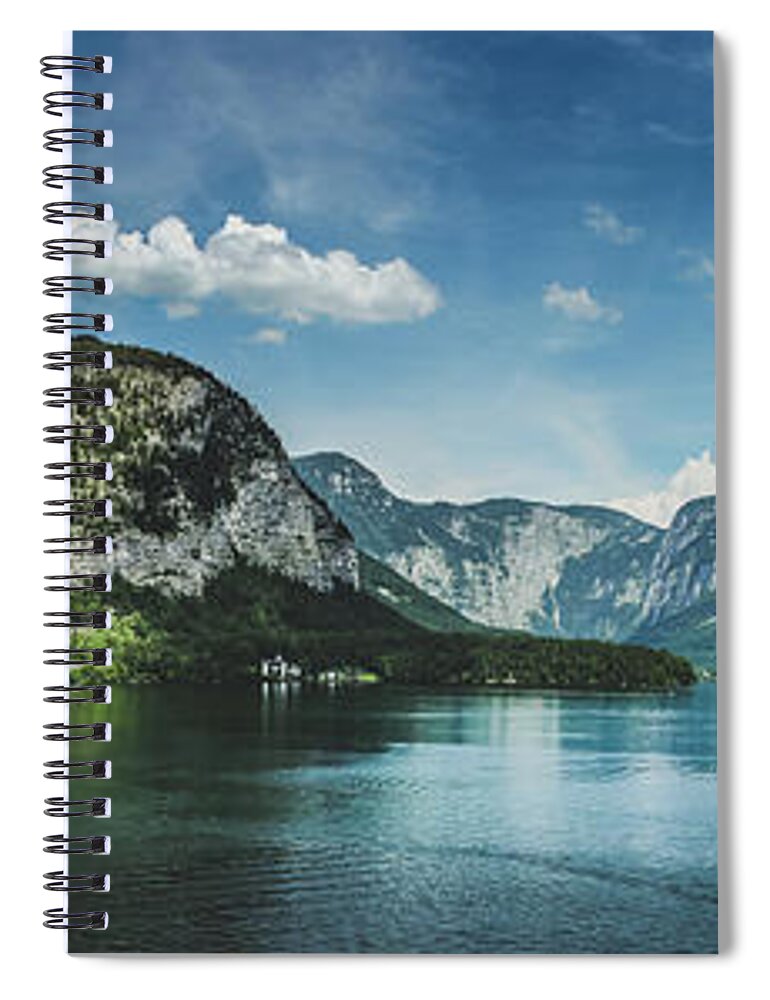 Architecture Spiral Notebook featuring the photograph Stunning Lake Hallstatt Panorama by Andy Konieczny