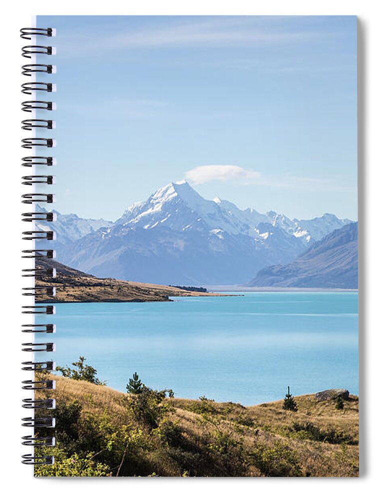 International Landmark Spiral Notebook featuring the photograph Stunning view of Lake Pukaki and Mt Cook by Didier Marti