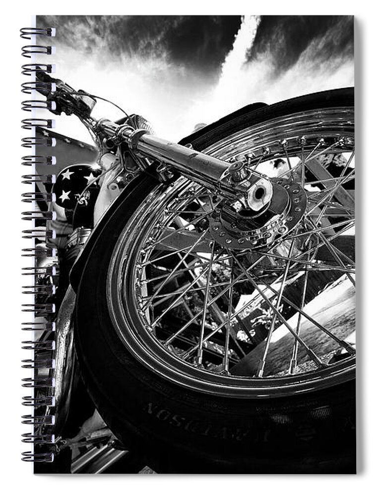 Harley Davidson Motorcycle Spiral Notebook featuring the photograph Stunt Bike by Kevin Cable
