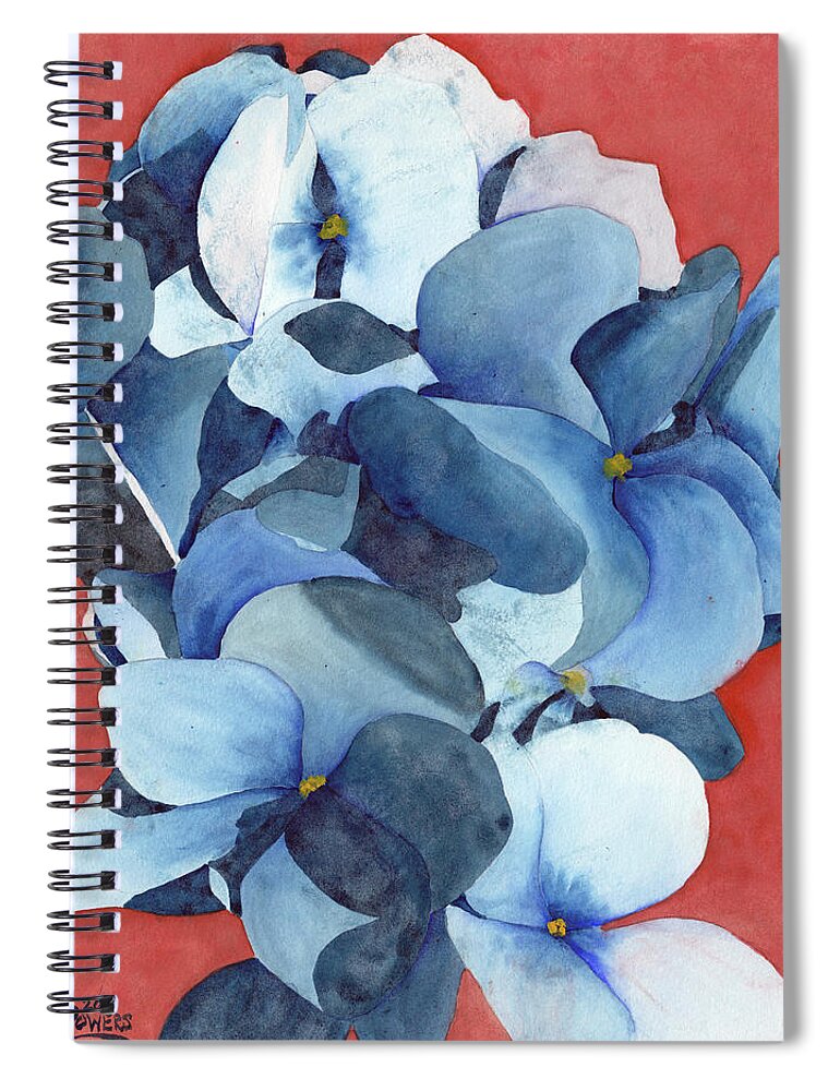 Hydrangea Spiral Notebook featuring the painting Stylized Hydrangea by Ken Powers