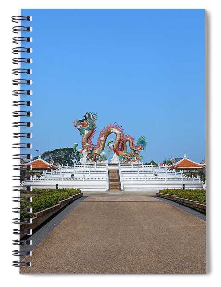 Temple Spiral Notebook featuring the photograph Suan Sawan Golden Dancing Dragon DTHNS0145 by Gerry Gantt