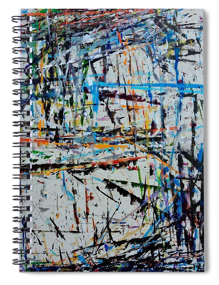 Abstract Spiral Notebook featuring the painting Subterfuge by Joel Tesch