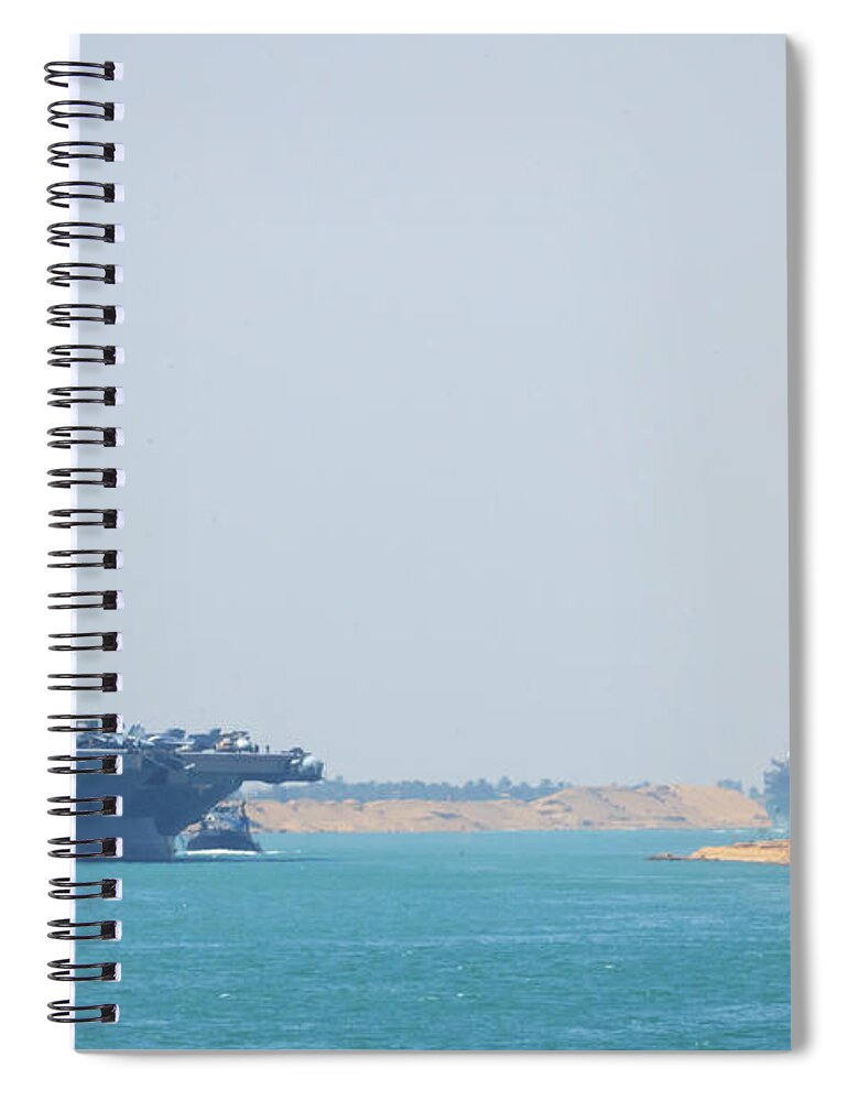  Spiral Notebook featuring the photograph Suez Canal Transit by Travis Rogers