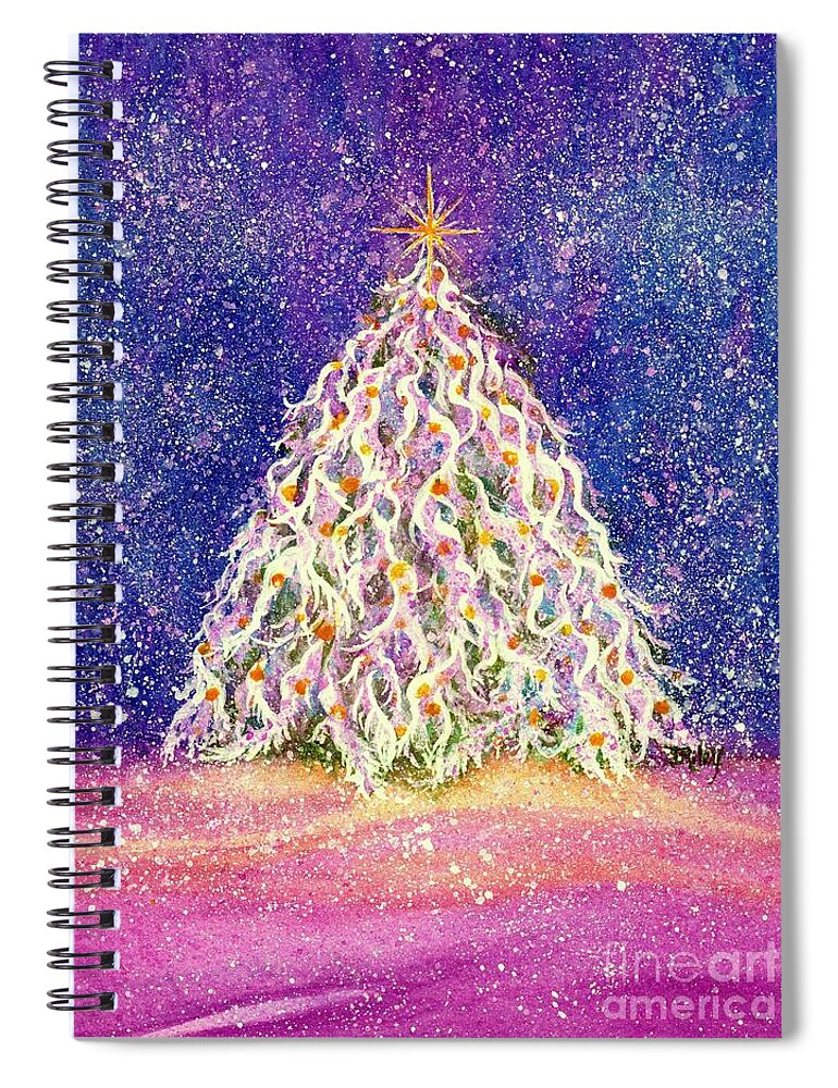 Christmas Tree Spiral Notebook featuring the painting Sugar Plum Forest - Christmas Tree by Janine Riley
