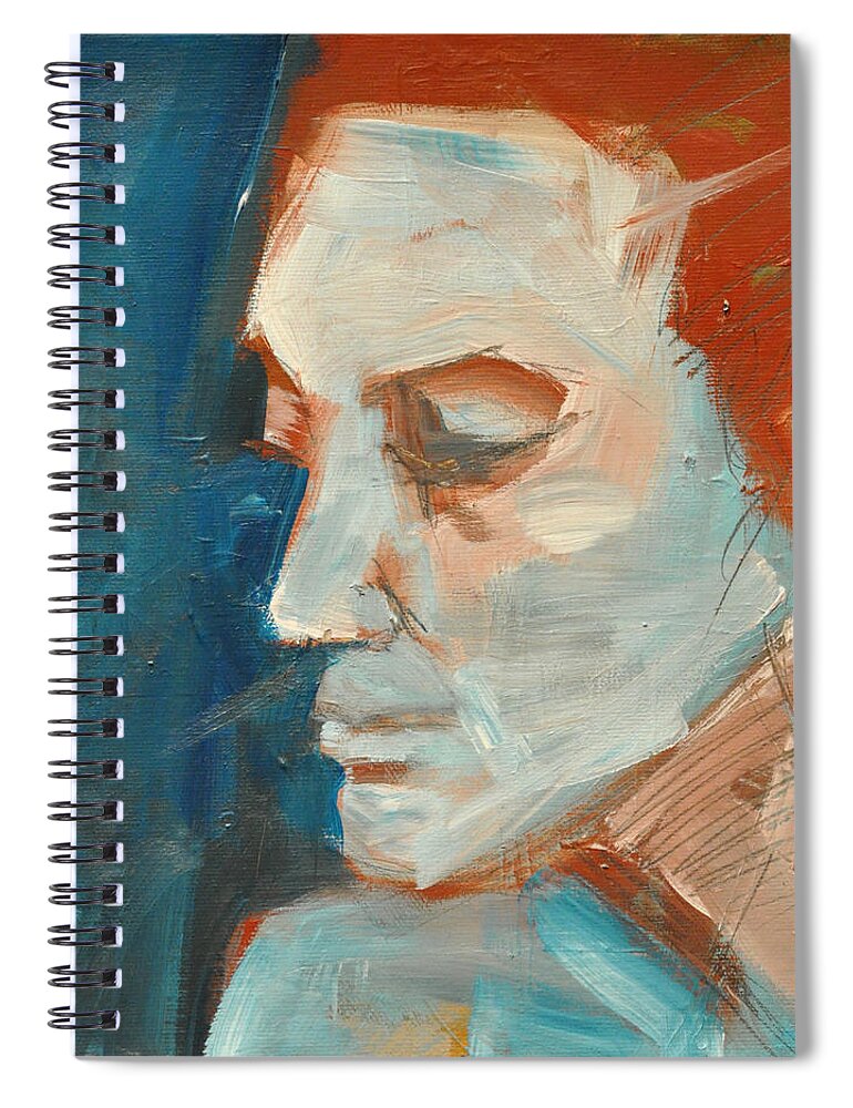 Face Spiral Notebook featuring the painting Sullen by Tim Nyberg