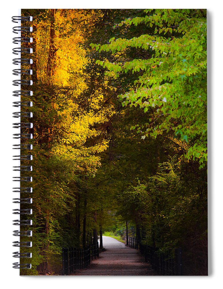 Path Spiral Notebook featuring the photograph Summer and Fall Collide by Parker Cunningham
