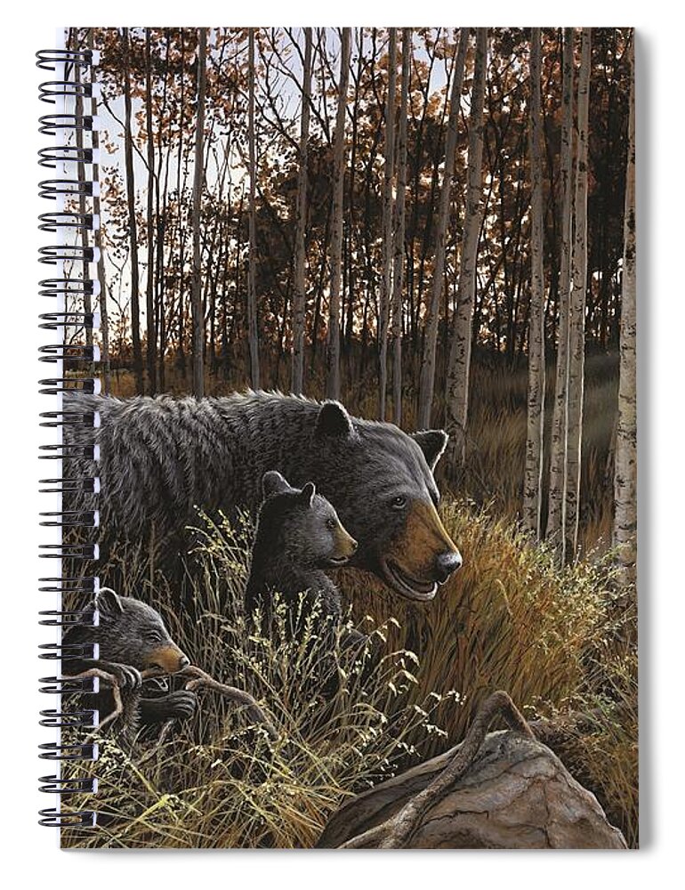 Bear Spiral Notebook featuring the painting Summer Bounty by Anthony J Padgett