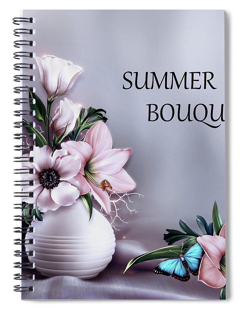 Summer Bouquet Spiral Notebook featuring the digital art Summer Bouquet by John Junek