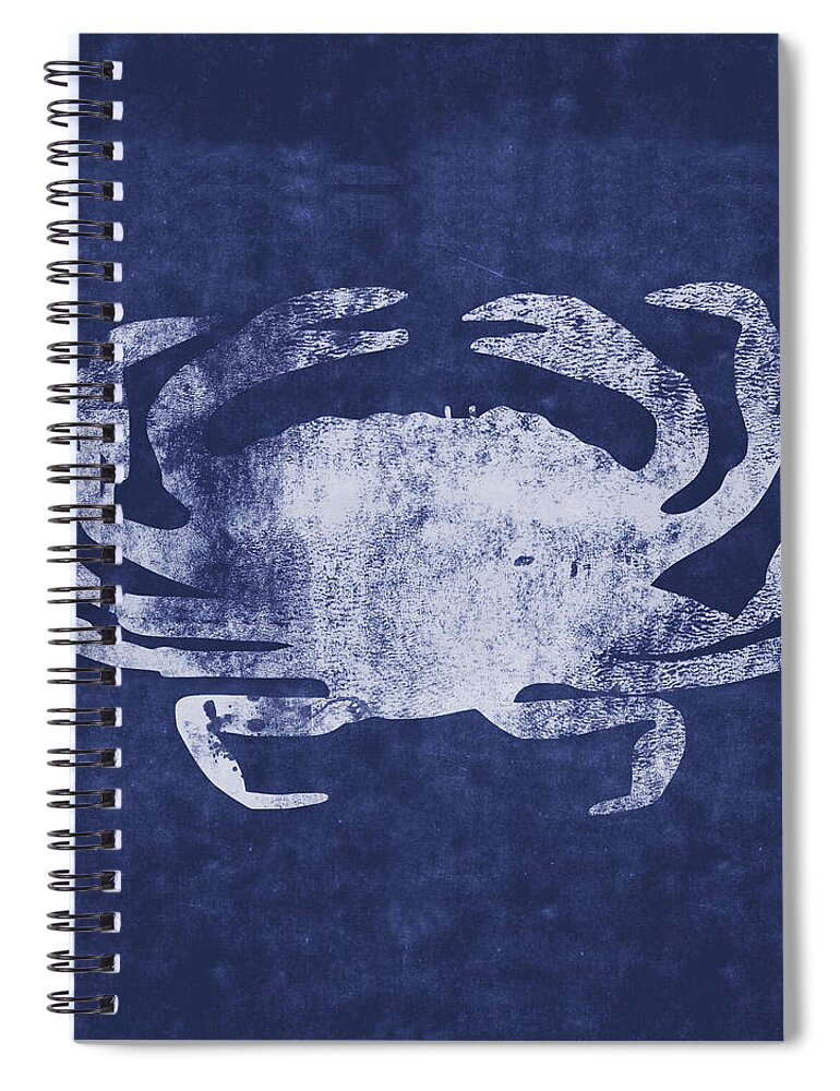 Nantucket Spiral Notebook featuring the mixed media Summer Crab- Art by Linda Woods by Linda Woods