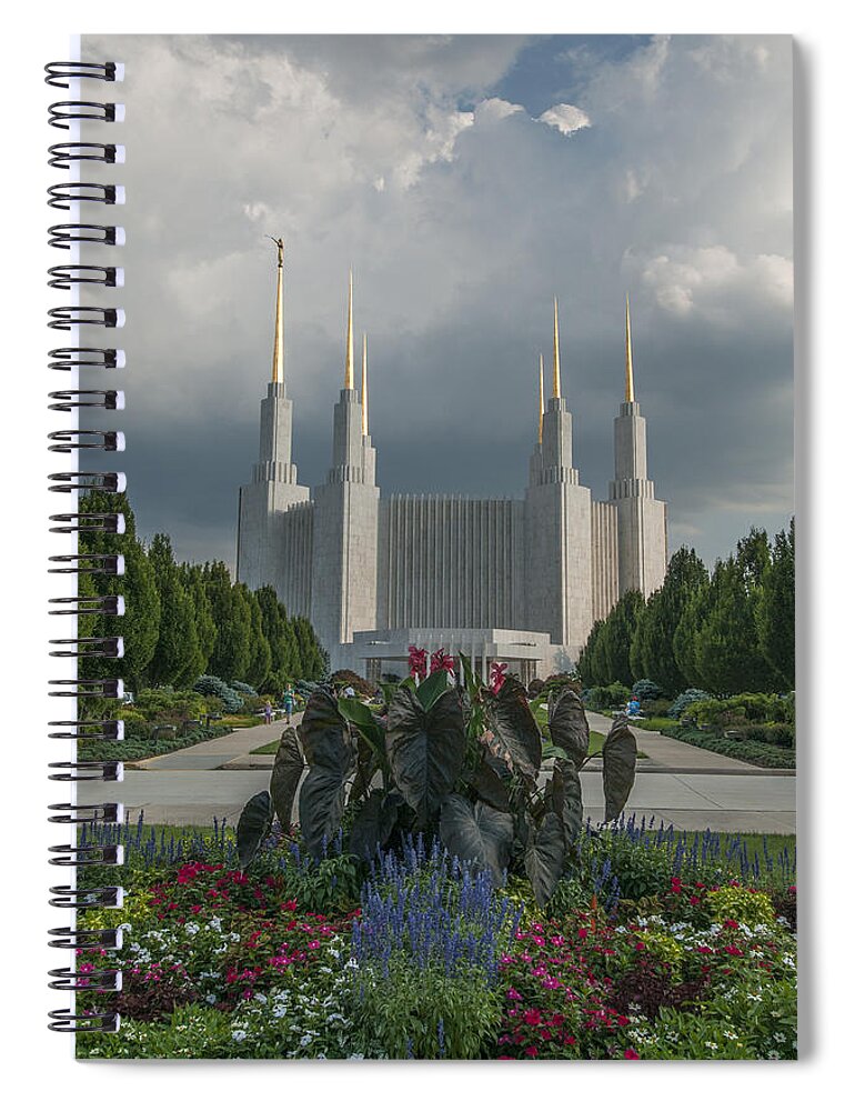 Architecture Spiral Notebook featuring the photograph Summer day at the LDS by Brian Green