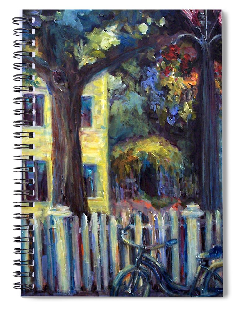 Village Scene Spiral Notebook featuring the painting Summer Days by Mary Wolf