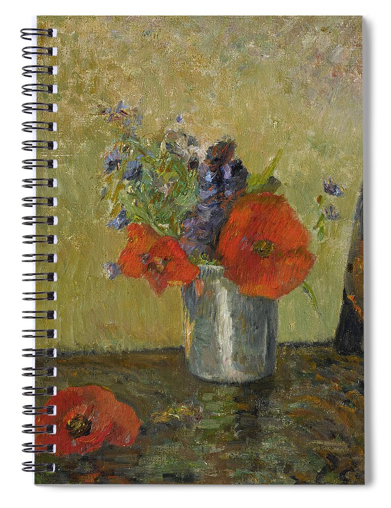 Paul Gauguin Spiral Notebook featuring the painting Summer Flowers in a Cup by Paul Gauguin