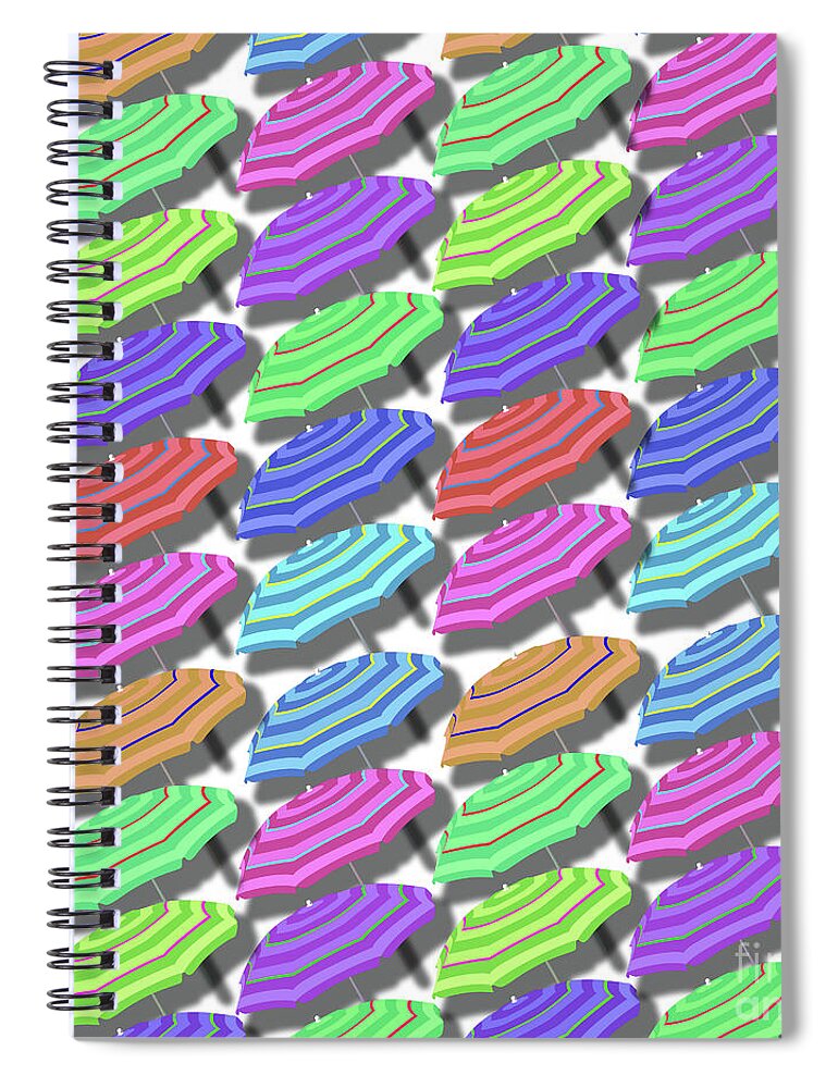 Summer Spiral Notebook featuring the digital art Summer Fun Beach Umbrellas Pattern by Edward Fielding