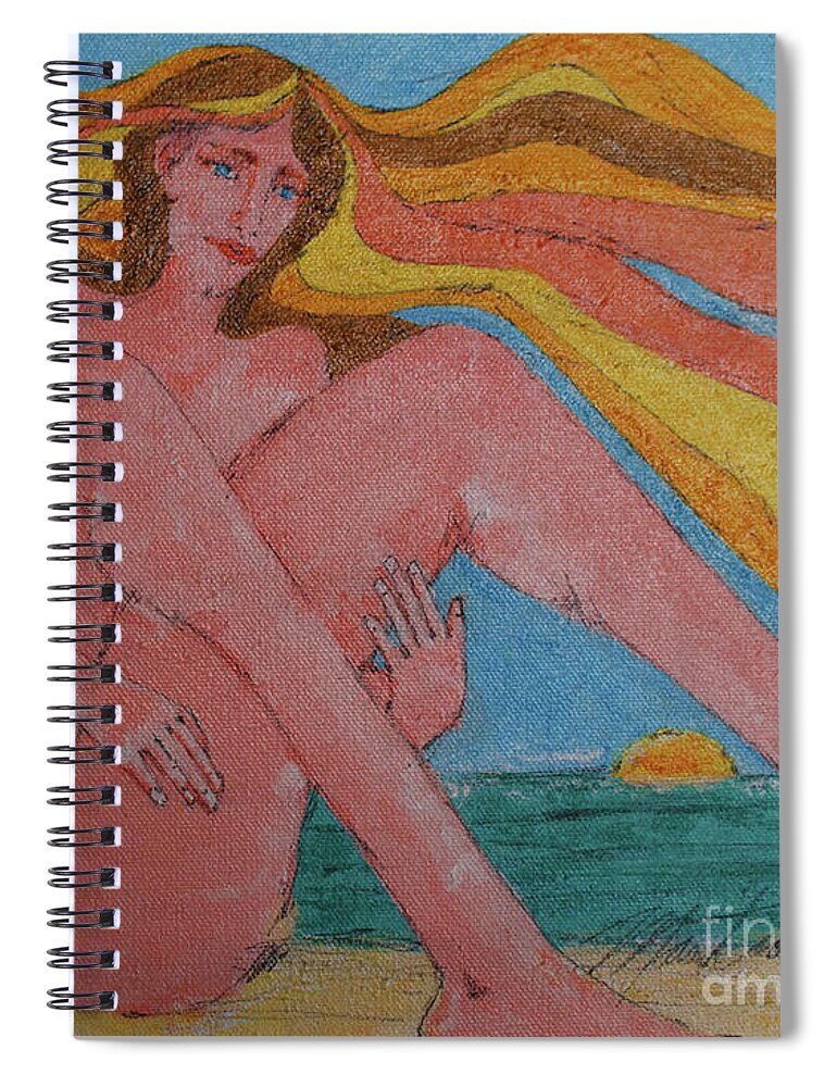 Beach Scene Spiral Notebook featuring the painting Summer Ocean Breeze by Art Mantia