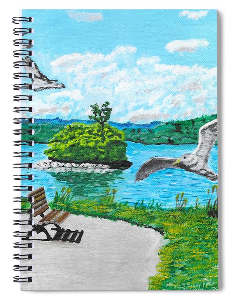 Sail Boat Spiral Notebook featuring the painting Summer on the Bay by David Bigelow