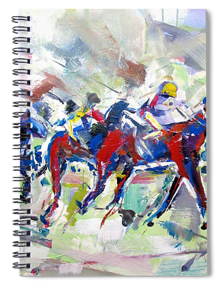 Horse Racing Spiral Notebook featuring the painting Summer Race by John Gholson