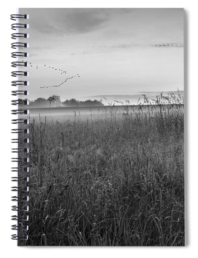 Black And White Landscape Spiral Notebook featuring the photograph Summer Sunrise 2015 bw by Bill Wakeley