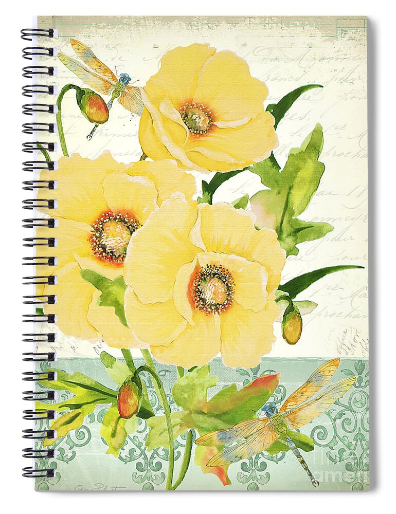 Washy Watercolor Spiral Notebook featuring the painting Summertime Botanicals-JP3812 by Jean Plout