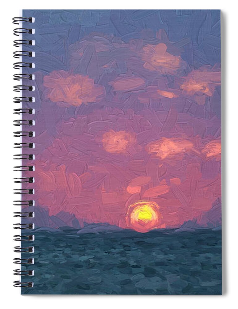 Seascape Spiral Notebook featuring the photograph Sun Down by David Letts