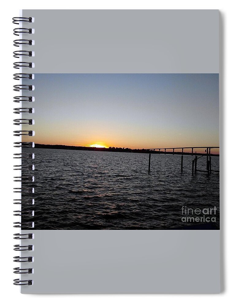 Bridge Spiral Notebook featuring the photograph Sun Going Down Near Gov Thomas Johnson Bridge by Jimmy Clark
