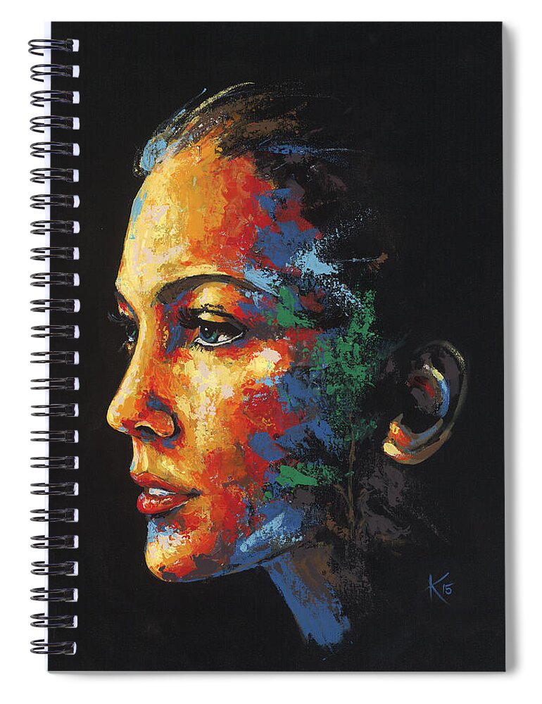 Portrait Spiral Notebook featuring the painting Sun Kissed - with hidden pictures by Konni Jensen