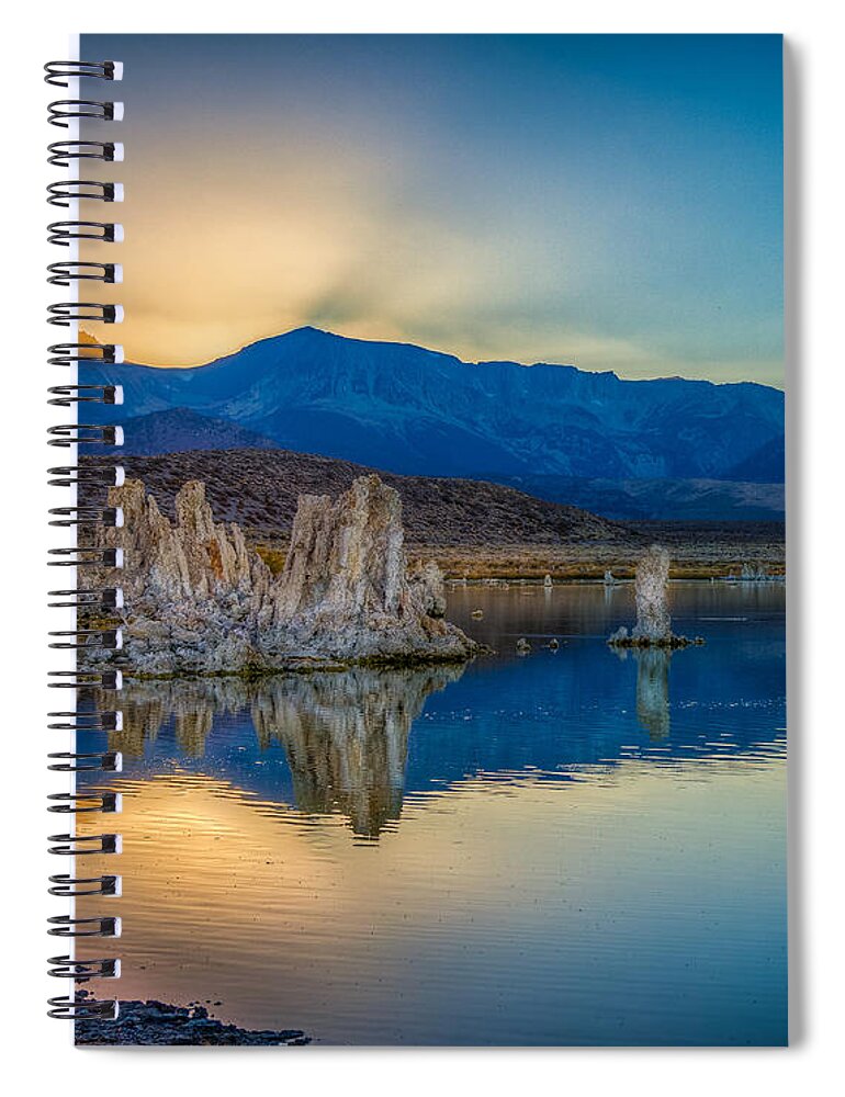 Formation Spiral Notebook featuring the photograph Sun Rays at Mono Lake by Rikk Flohr