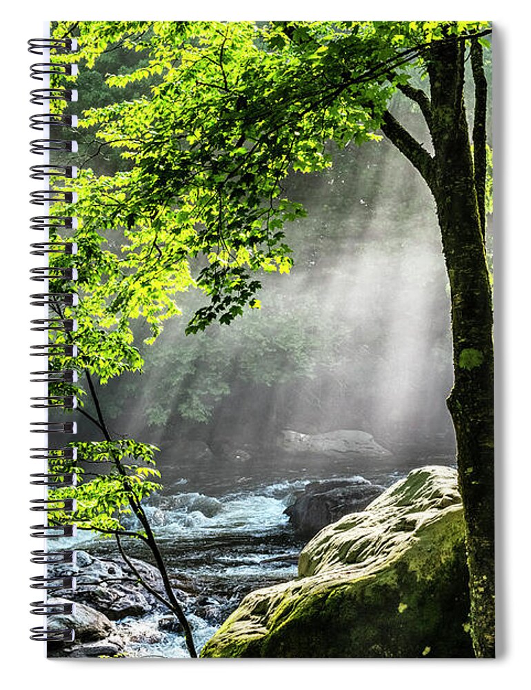Williams River Spiral Notebook featuring the photograph Sun Rays on Williams River by Thomas R Fletcher