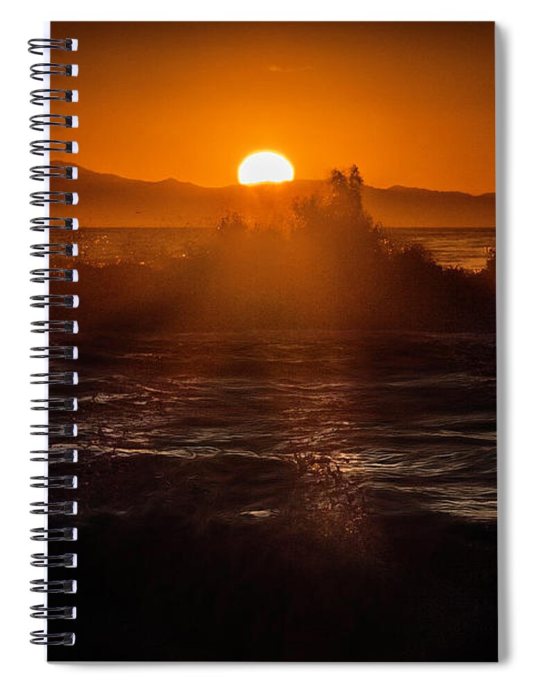 Sunset Spiral Notebook featuring the photograph Sun Setting Behind Santa Cruz Island by John A Rodriguez