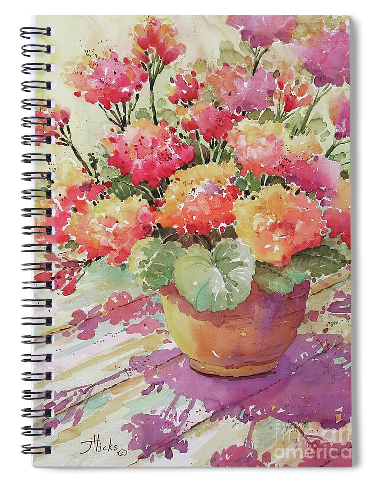 Floral Spiral Notebook featuring the painting Sun Soaked by Joyce Hicks