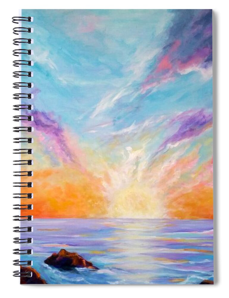 Sunset Spiral Notebook featuring the painting Ray of Sunshine by Rosie Sherman