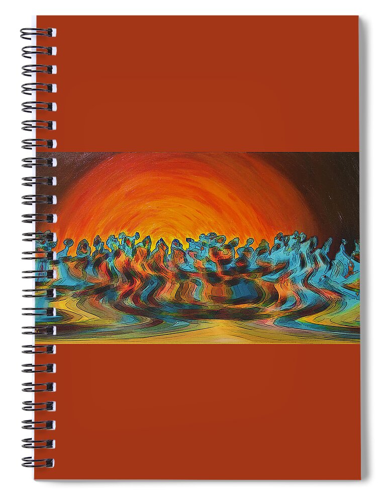 Figurative Abstract Spiral Notebook featuring the mixed media Sundance by Ben and Raisa Gertsberg